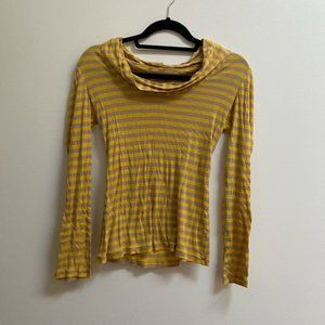 Striped Cowl Neck Long Sleeve Tee